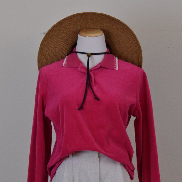 Vintage 80s Hot pink Velour Sweatshirt size M - Picture 11 of 12